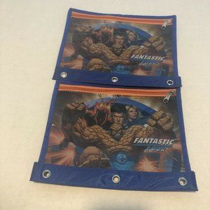 2007 Fantastic Four Three Ring Pencil Pouch Set Of Two Thing Human Torch